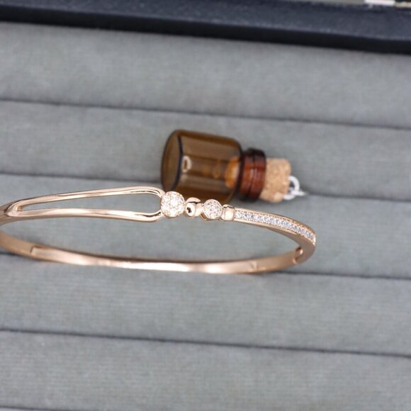 Radiant Rose Gold Bangle with Pave & Beaded Detailing, XPBL0416 - Picture 11 of 12